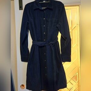 Lands' End Dark Blue Long Sleeve Dress